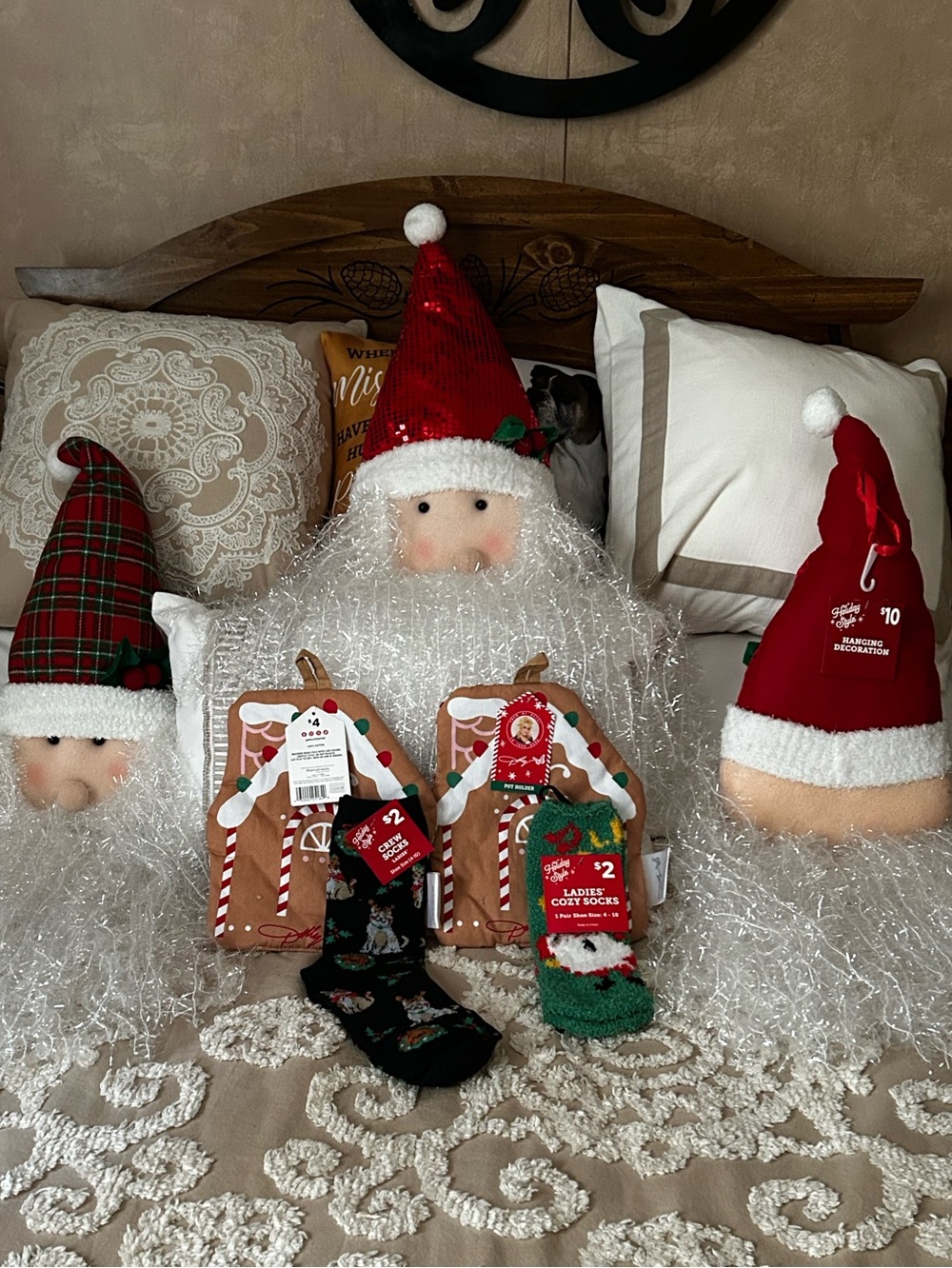 Plush Santa Gnome Holiday Décor with Red Hat and White Beard